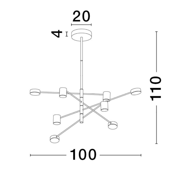 Lampadario per sala da pranzo moderna nero luci orientabili