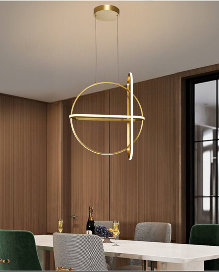 Lampadario oro led 49w 3000k design per soggiorno moderno