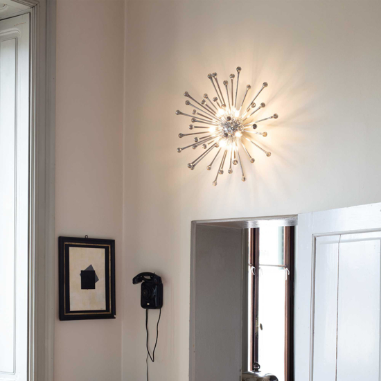 Ideal lux pauline pl5 plafoniera moderna vetro cromato per soggiorno