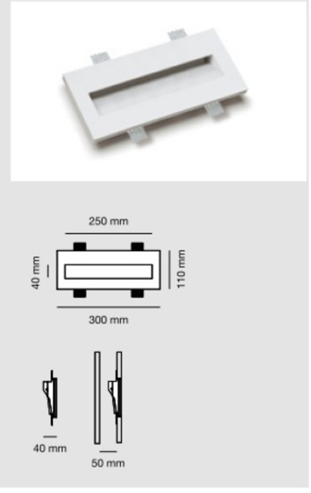 Segnapasso led di gesso cristaly da incasso a parete 5,5w 2700k