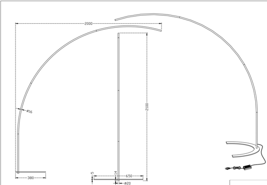 Piantana ad arco led 18w 3000k dimmerabile bianca moderna