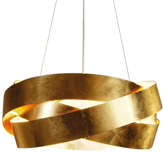 Lampadario moderno marchetti pura led 33w 3000k 60cm foglia oro