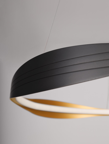 Lampadario moderno nero oro per soggiorno dimmerabile