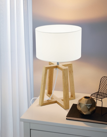 Lampada da comodino legno rovere moderna per camera da letto