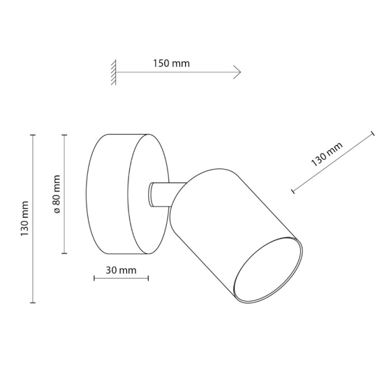 Faretto spot da parete soffitto grigio orientabile