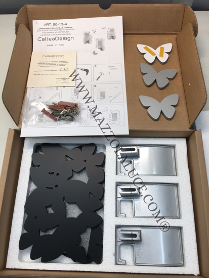 Appendiabiti da parete da farfalle legno nero e grigio callea design butterfly