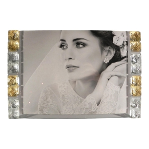 Cornice portafoto da tavolo cristalli oro argento foto 23x18 fp