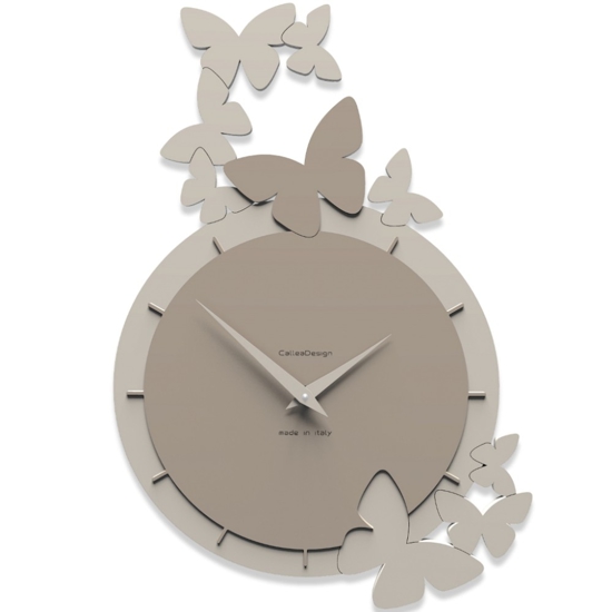 Callea design dancing butterfly orologio da parete legno colore tortora