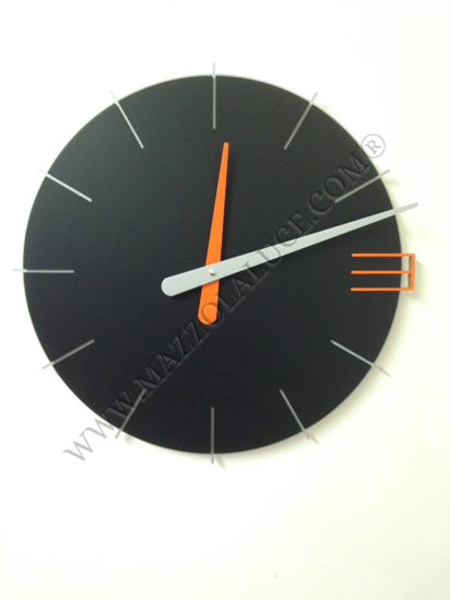 Callea design mike orologio moderno da parete legno nero arancione