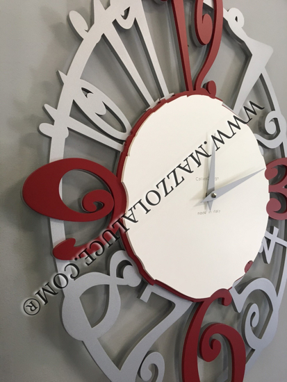 Orologio ovale da parete particolare legno rosso rubino grigio