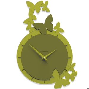 Dancing butterfly orologio da parete moderno legno colore verde oliva