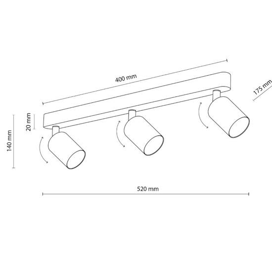 Faretti da soffitto plafoniera celeste 3 luci orientabili led