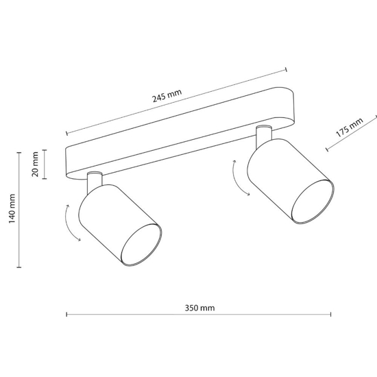 Plafoniera grigio con 2 faretti orientabili moderna