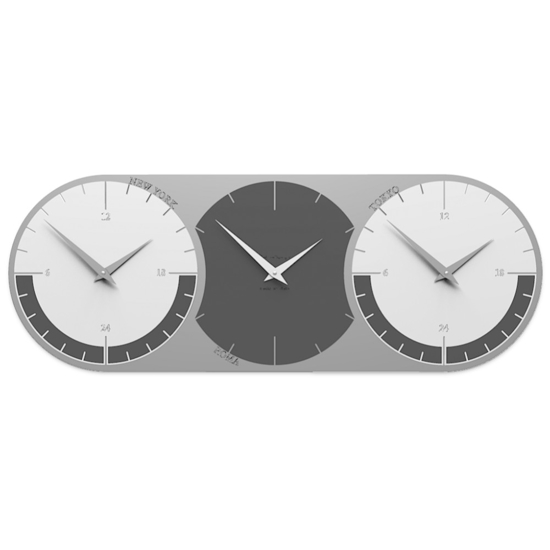 Callea design 3 fusi orari orologio da muro moderno grigio quarzo e bianco