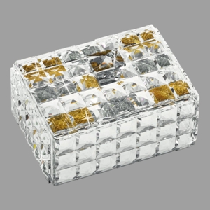 Cofanetto scatola portagioie cristallo mosaico trasparente argento oro