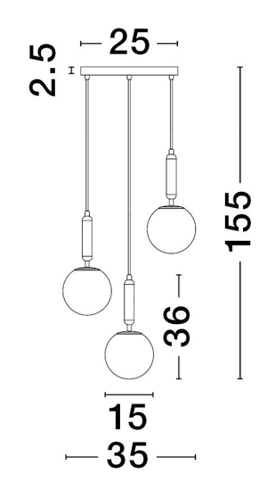 Lampadario per stanza da letto oro 3 luci sfere a grappolo