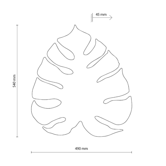 Applique da parete grande foglia monstera marrone