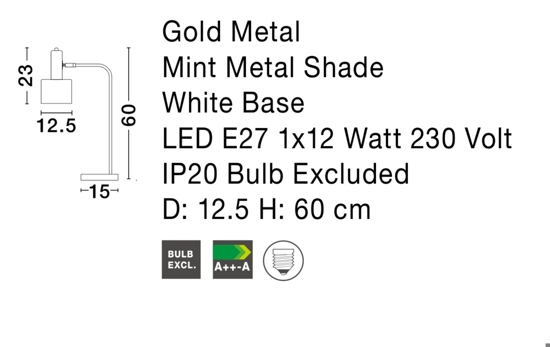 Lampada da comodino orientabile oro bianco per camera da letto