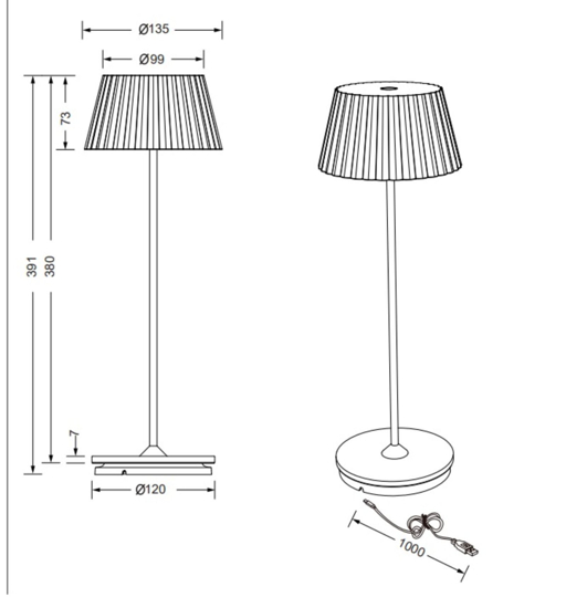 Lampada rossa da tavolino ricaricabile portatile led moderna