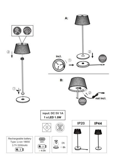 Lampada rossa da tavolino ricaricabile portatile led moderna