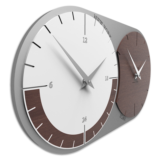 Callea design orologio da parete moderno fusi orari 2 rovere weng&eacute; bianco grigio