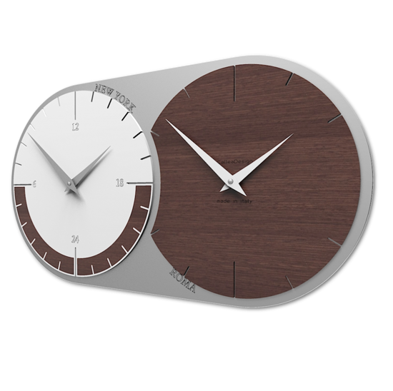 Callea design orologio da parete moderno fusi orari 2 rovere weng&eacute; bianco grigio