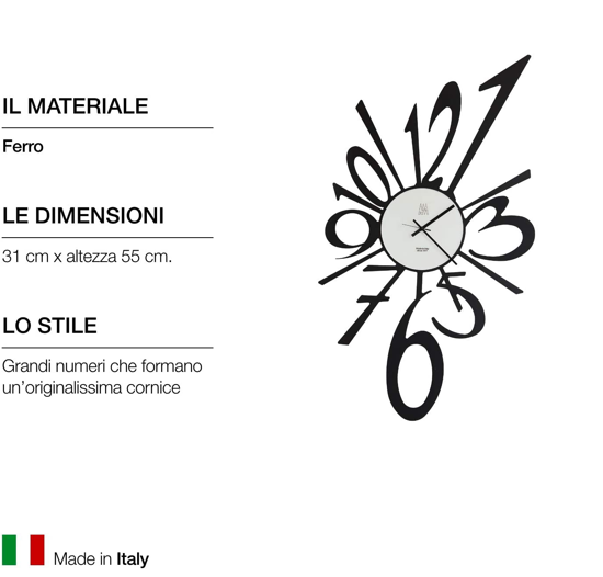 Orologio da parete moderno nero rotondo numeri