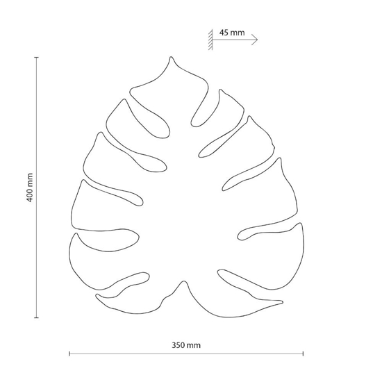 Applique foglia monstera marrone piccola da parete