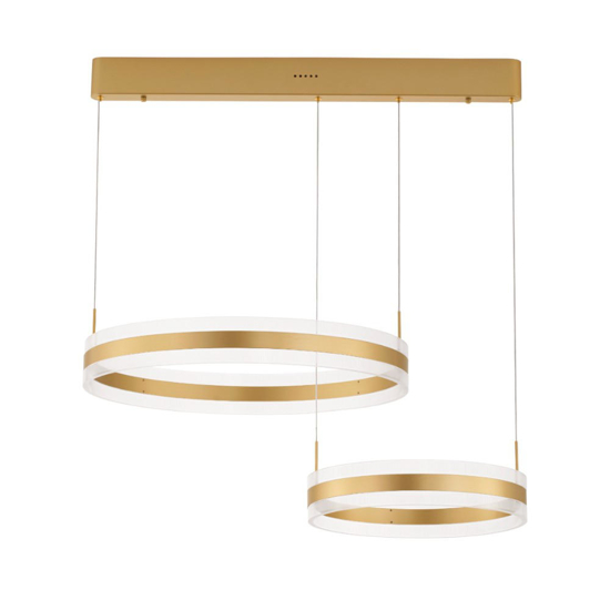 Lampadario per salone doppio cerchio oro led 3000k dimmerabile