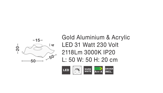 Plafoniera oro design fazzoletto led 31w 3000k moderna