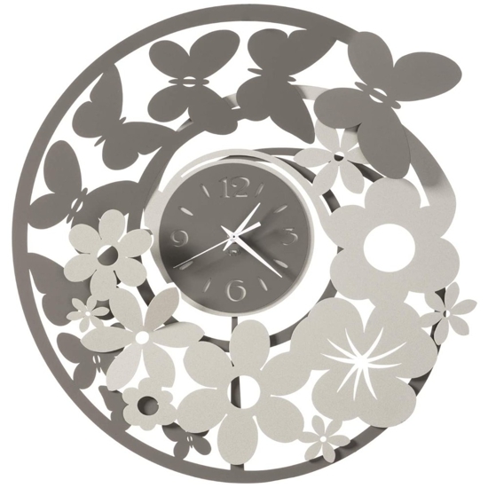 Orologio da parete farfalle fiori fango avorio