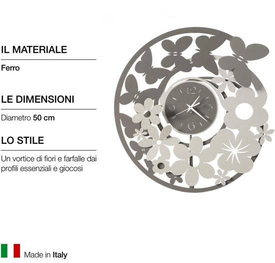 Orologio da parete farfalle fiori fango avorio