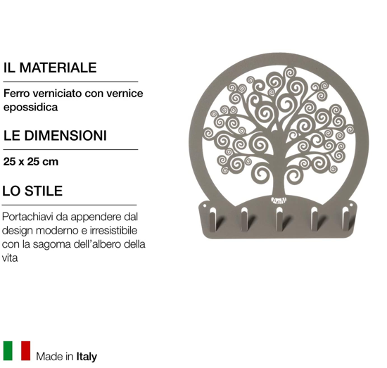 Appendichiavi albero della vita da parete colore fango