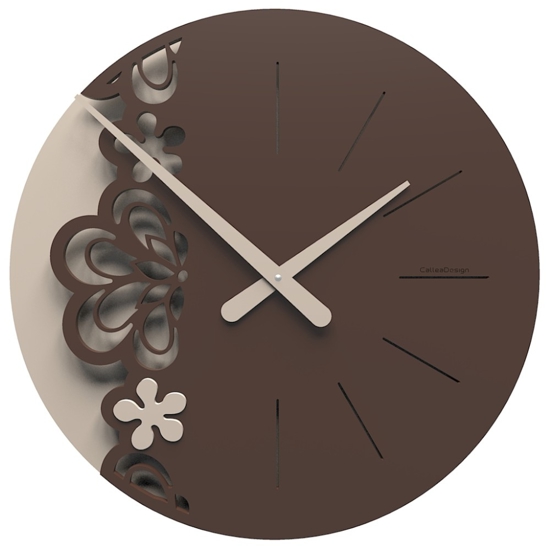 Orologio da parete design particolare legno cioccolato moderno tondo