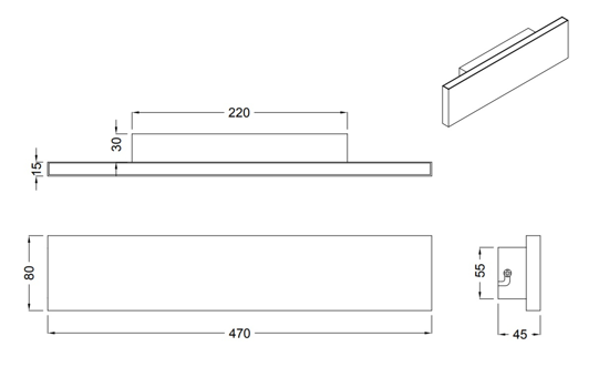 Applique led 18w 3000k antracite moderno rettangolare