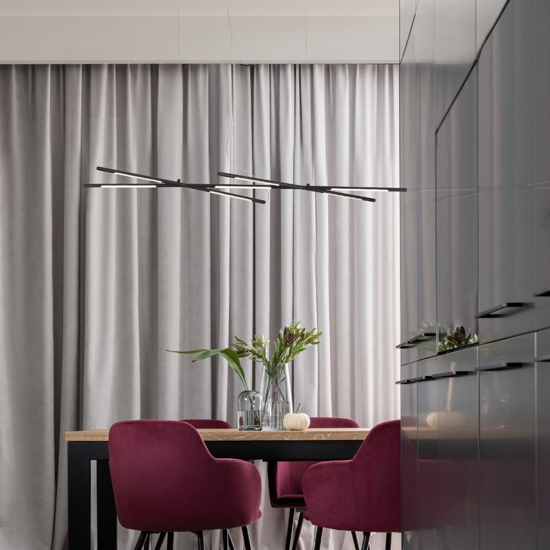 Lampadario a sospensione design nero led per sala da pranzo moderna