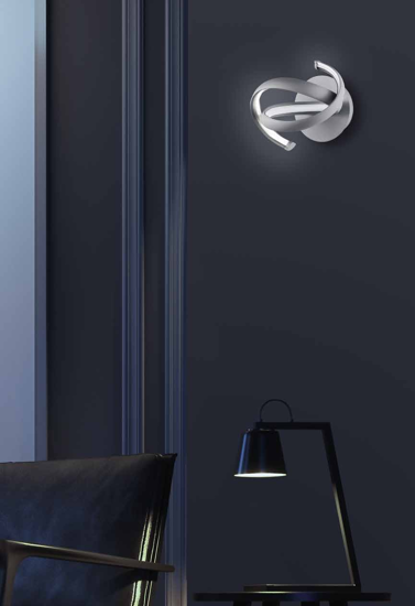 Ondaluce lumen applique led 4000k moderna design intrecciato grigio argento