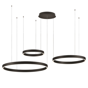 Composizione lampadari led cerchi nero per soggiorno moderno