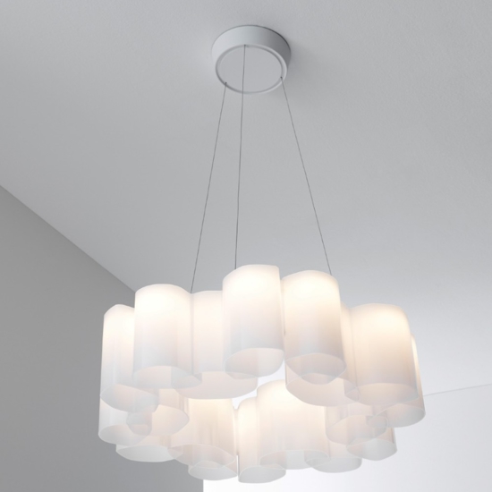 Honey stilnovo lampadario bianco moderno tondo led 2700k