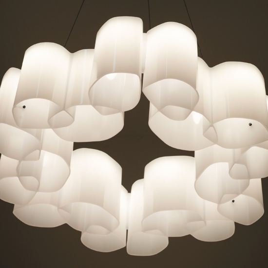 Honey stilnovo lampadario bianco moderno tondo led 2700k