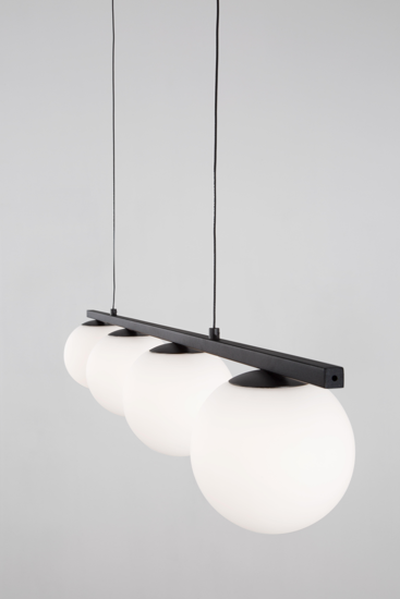 Lampadario da soggiorno nero sfere vetro led 32w 3200k moderno