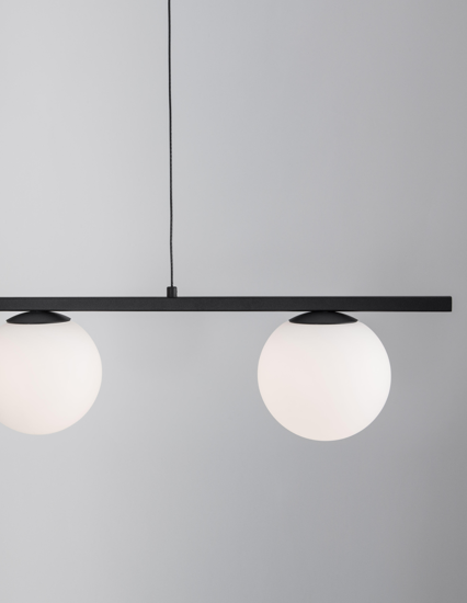 Lampadario da soggiorno nero sfere vetro led 32w 3200k moderno