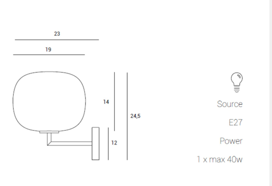 Applique lampada da parete moderna nera vetro bianco miloox bomboi