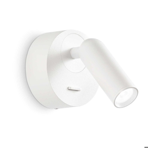 Applique comodino camera da letto ideal lux bean ap round led 3w 3000k bianco orientabile