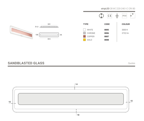 Applique led 28w 3000k antille bianco linea light design moderna