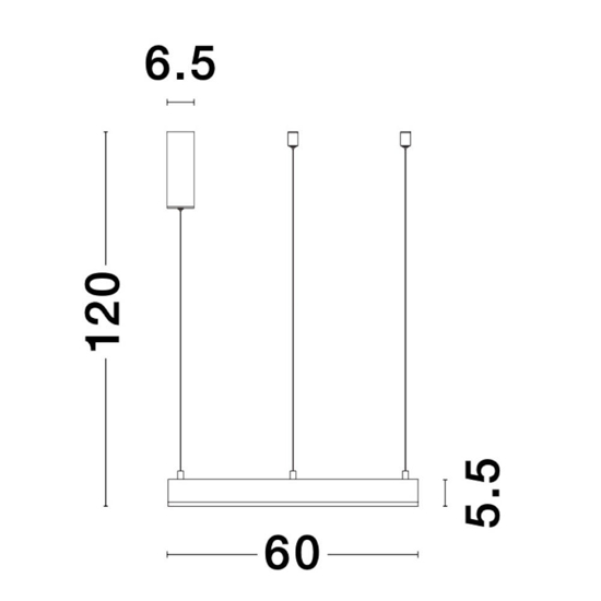 Lampadario sospensione anello nero 60cm led 40w 3000k