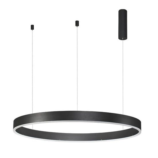 Lampadario anello nero 100cm led 60w 3000k dimmerabile