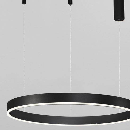 Lampadario anello nero 100cm led 60w 3000k dimmerabile