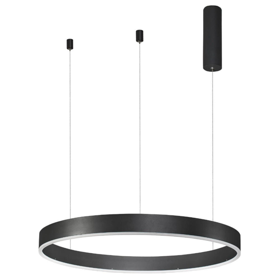 Lampadario anello nero 60cm led cct da 2700k a 6000k dimmerabile