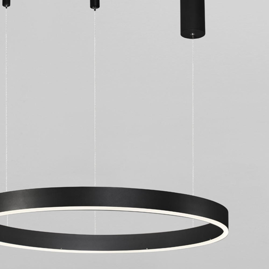 Lampadario anello nero 60cm led cct da 2700k a 6000k dimmerabile